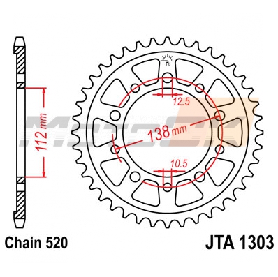 Звезда задняя алюминиевая JT JTA1303.48